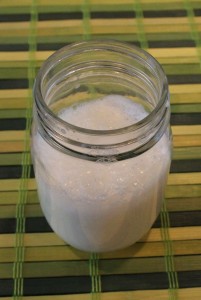 Shake milk in a canning jar to easily create a frothed latte.