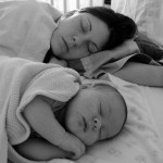 Mom and daughter sleeping