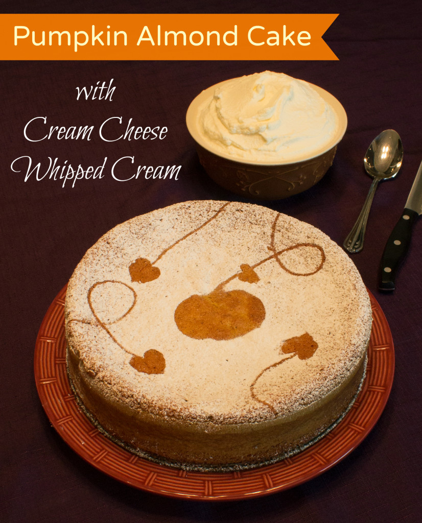Gluten-Free Pumpkin Almond Cake with Cream Cheese Whipped Cream